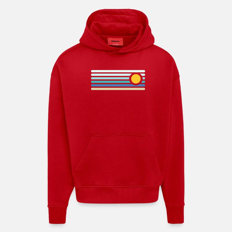 Plage - Sweat à capuche bio épais oversize fabriqué en UE - rouge