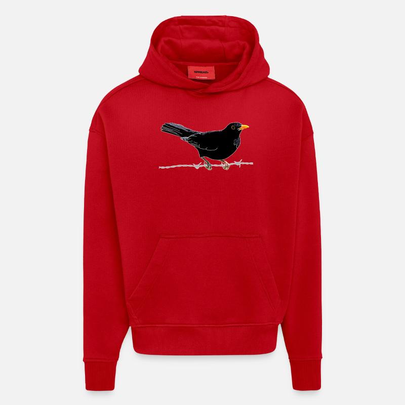 Amsel auf Stacheldraht - Hoodie- made by SPREAD  - Rot