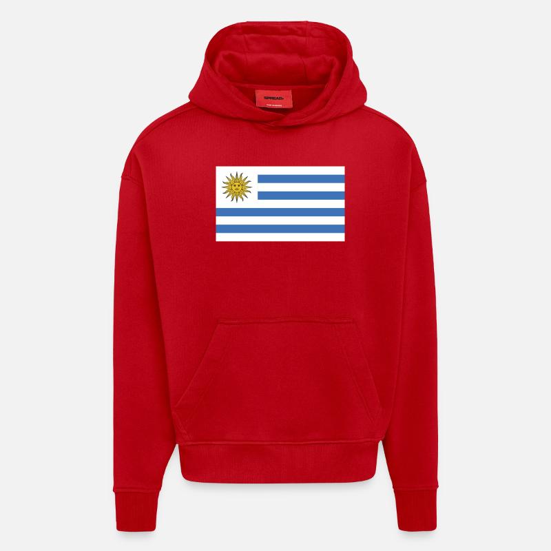 Drapeau national de l’Uruguay - Sweat à capuche bio épais oversize fabriqué en UE - rouge