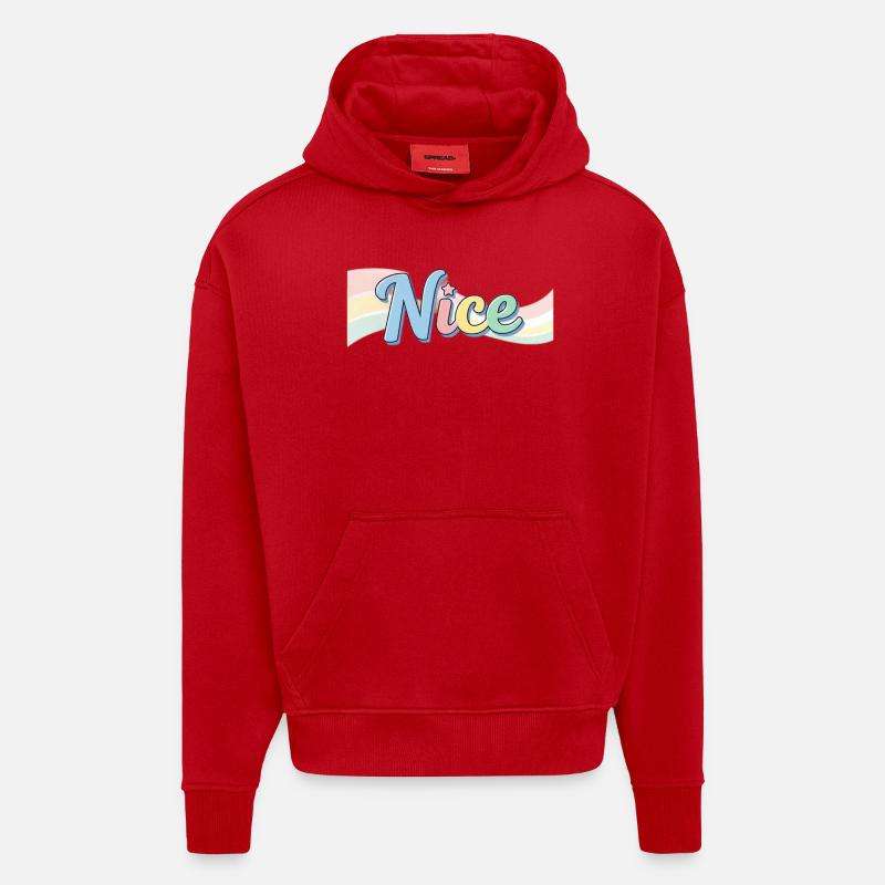 Nice Style-Design mit Regenbogentext - Hoodie- made by SPREAD  - Rot