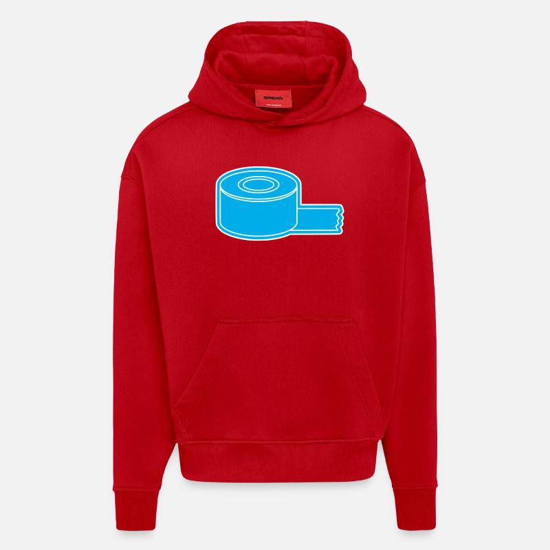 Contour du rouleau de ruban adhésif - Sweat à capuche bio épais oversize fabriqué en UE - rouge