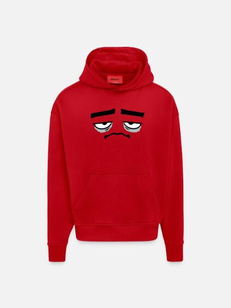 Grumpy sad disappointed face funny - Hoodie- made by SPREAD - red