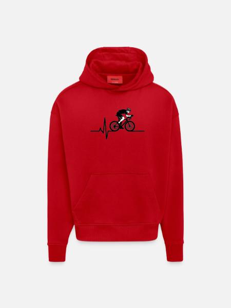 Rennrad Herzschlag EKG - Hoodie- made by SPREAD - Rot