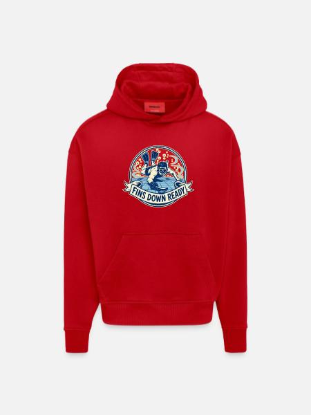 FINS DOWN READY - Hoodie- made by SPREAD  - Rot