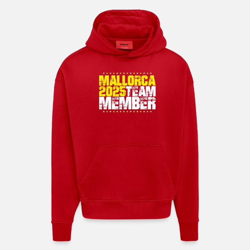Majorque 2025 Équipe - Sweat à capuche bio épais oversize fabriqué en UE - rouge