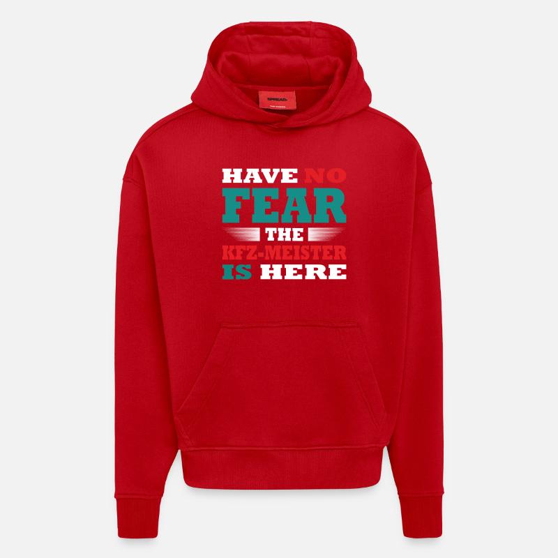 N’ayez crainte, KFZ-Meister est là Tenue - Sweat à capuche bio épais oversize fabriqué en UE - rouge