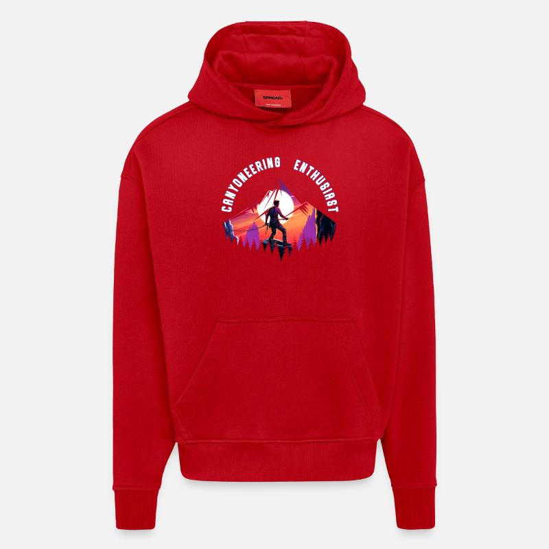 Passionné de canyoning - Sweat à capuche bio épais oversize fabriqué en UE - rouge