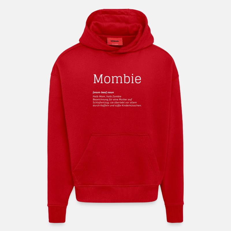 Définition de Mombie (Mère-Zombie) - Sweat à capuche bio épais oversize fabriqué en UE - rouge