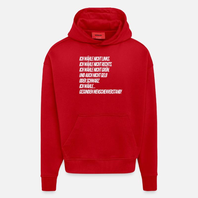 Drôle de dicton - ÉLECTIONS - Sweat à capuche bio épais oversize fabriqué en UE - rouge