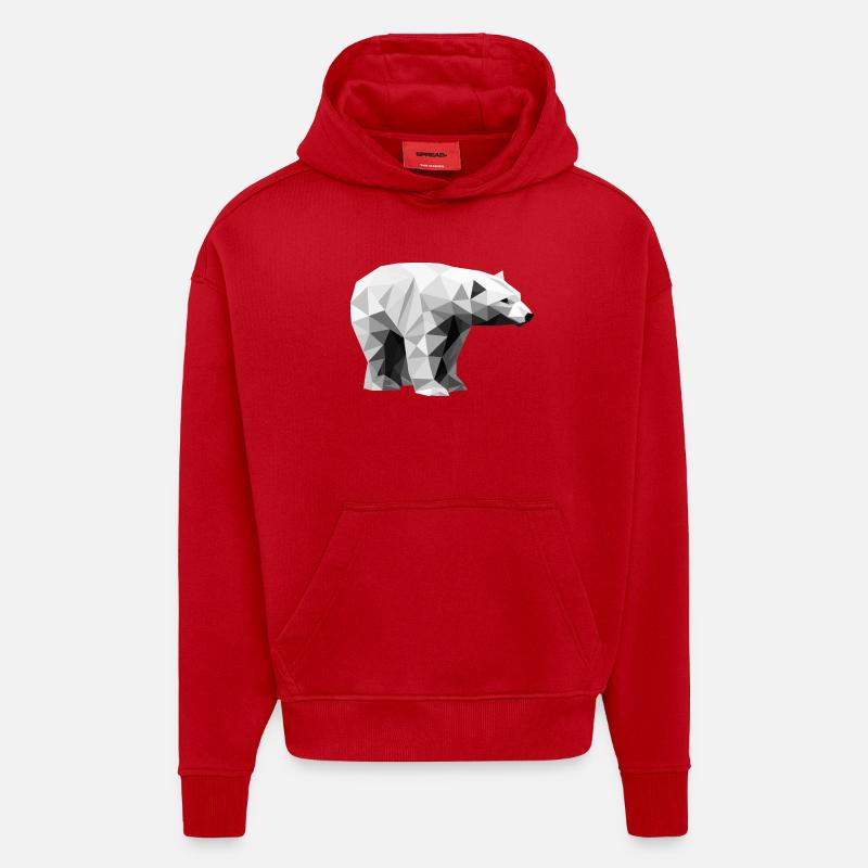 Geometrischer Eisbär | Low-Poly-Arktis-Tier - Hoodie- made by SPREAD  - Rot