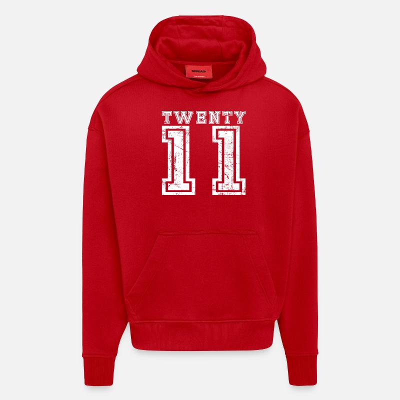 vingt 2011 - Sweat à capuche bio épais oversize fabriqué en UE - rouge