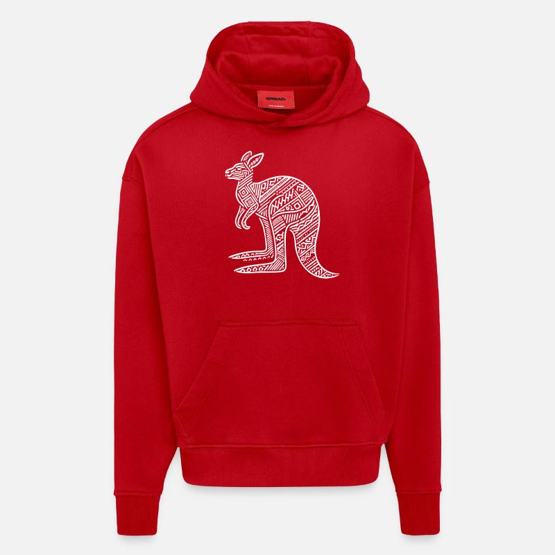Känguru mit Tribal Muster - Hoodie- made by SPREAD  - Rot