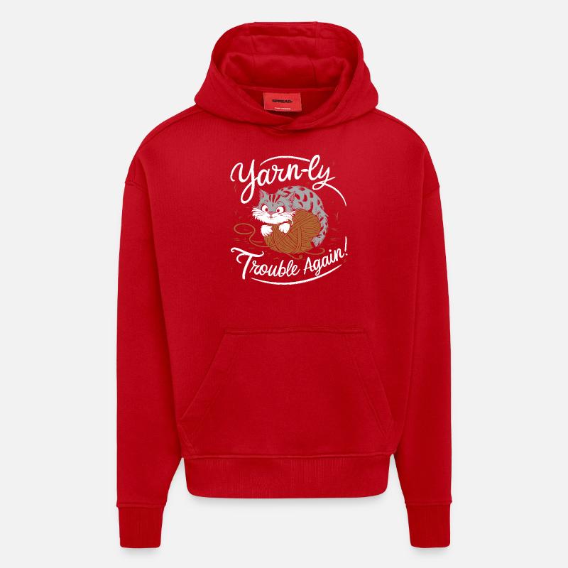 Problème de chat - Sweat à capuche bio épais oversize fabriqué en UE - rouge