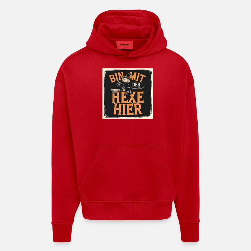Bin mit der hexe hier - Hoodie- made by SPREAD  - Rot