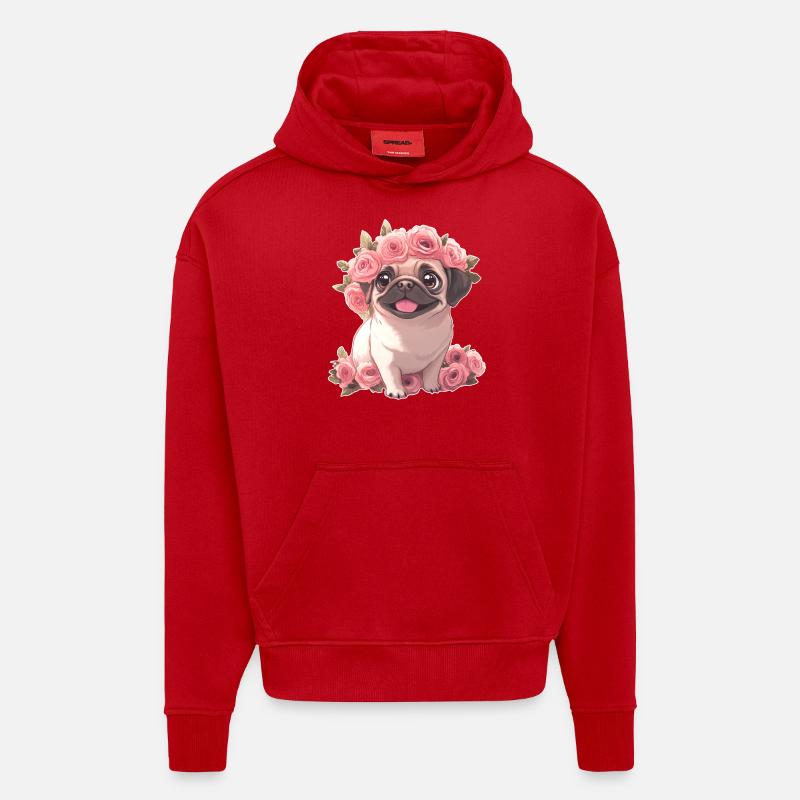 Carlin - Sweat à capuche bio épais oversize fabriqué en UE - rouge