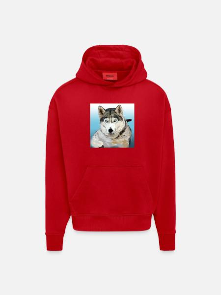 Husky - Sweat à capuche bio épais oversize fabriqué en UE - rouge