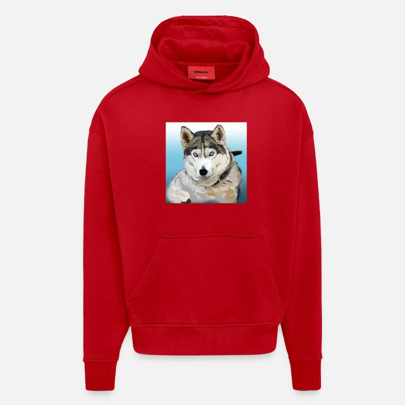 Husky - Sweat à capuche bio épais oversize fabriqué en UE - rouge