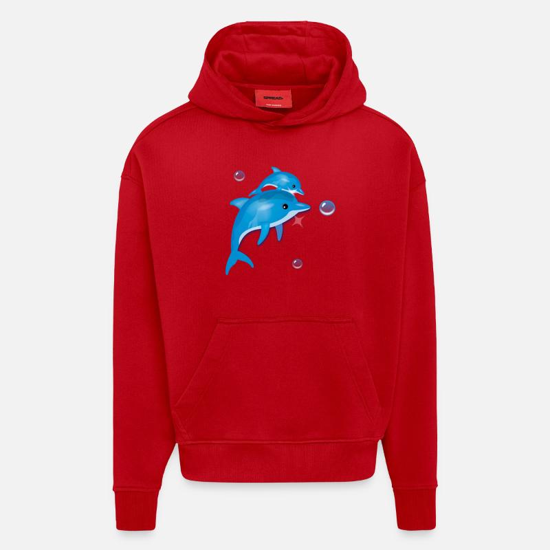 Dolphin - Hoodie- made by SPREAD  - red