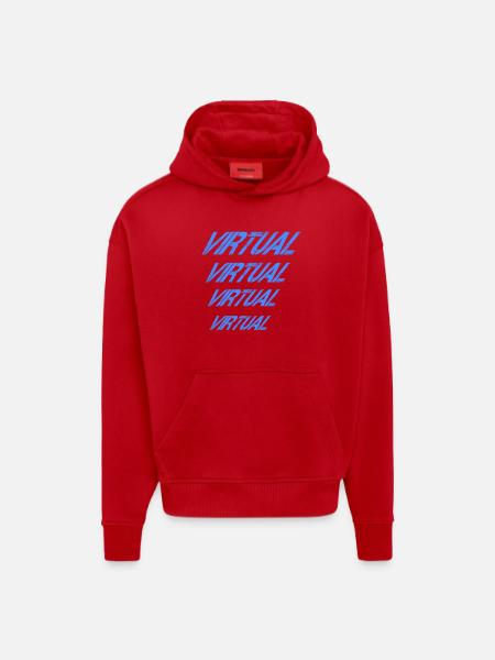 Virtual Blue Repeated - Hoodie- made by SPREAD - red