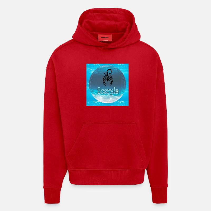 Scorpion - Sweat à capuche bio épais oversize fabriqué en UE - rouge