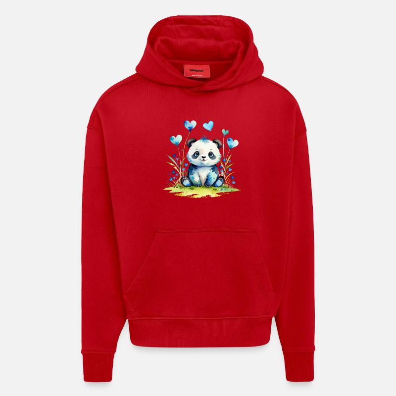 Süßer Panda im Herzenwald - Hoodie- made by SPREAD  - Rot
