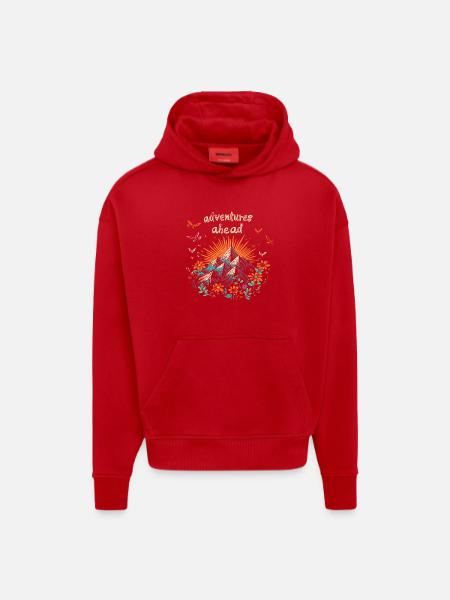 Adventures ahead - berge - Hoodie- made by SPREAD - red