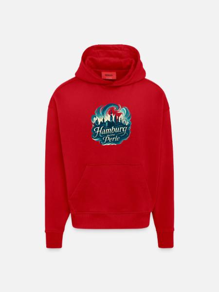 Hamburg Perle Stadt Silhouette Geschenk - Hoodie- made by SPREAD - Rot
