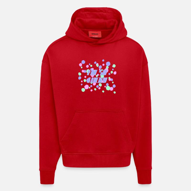 Je suis si heureux - Sweat à capuche bio épais oversize fabriqué en UE - rouge