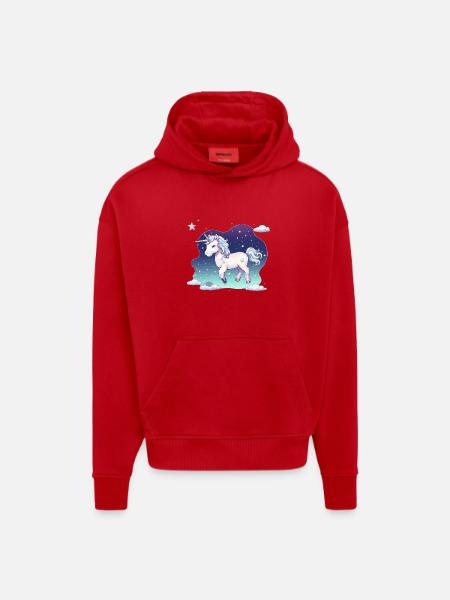 Pastell-Einhorn Sternenhimmel - Hoodie- made by SPREAD  - Rot