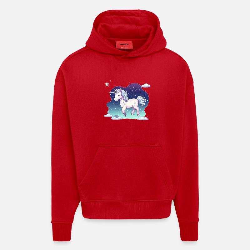 Pastell-Einhorn Sternenhimmel - Hoodie- made by SPREAD  - Rot
