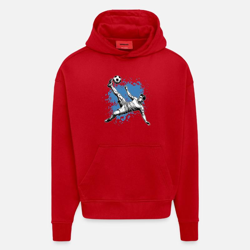 Fußball Schuss Fallrückzieher Tor Seitfallzieher - Hoodie- made by SPREAD  - Rot