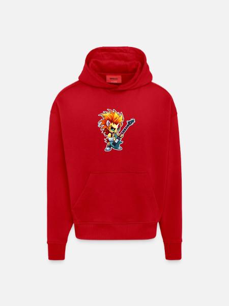 Flame Guitar Fighter - Hoodie- made by SPREAD  - red