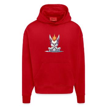 Wütendes Mohawk Häschen - Hoodie- made by SPREAD  - Rot - Vorne