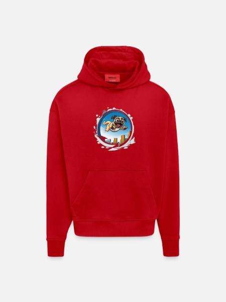 Pug Sprinter im Stadtlauf - Hoodie- made by SPREAD - Rot
