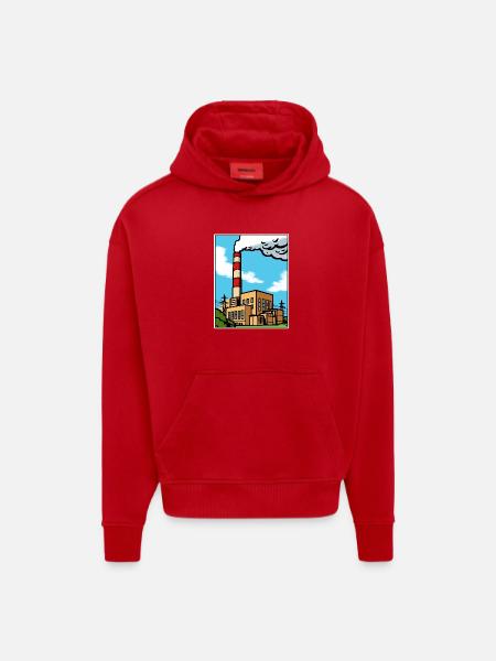 Industrial Cartoon Skyline - Hoodie- made by SPREAD - red