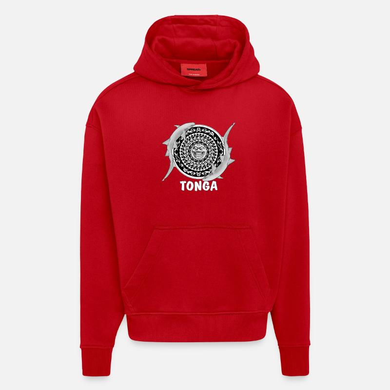 Requin nourrice des Tonga - Sweat à capuche bio épais oversize fabriqué en UE - rouge