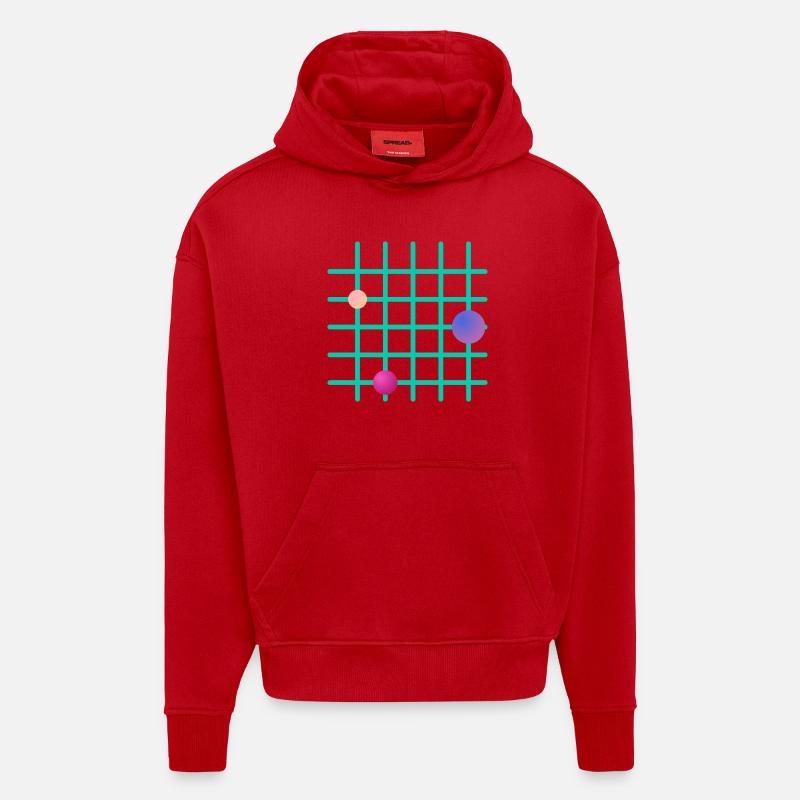 Geometrisches Grid mit Farb-Sphären - Hoodie- made by SPREAD  - Rot
