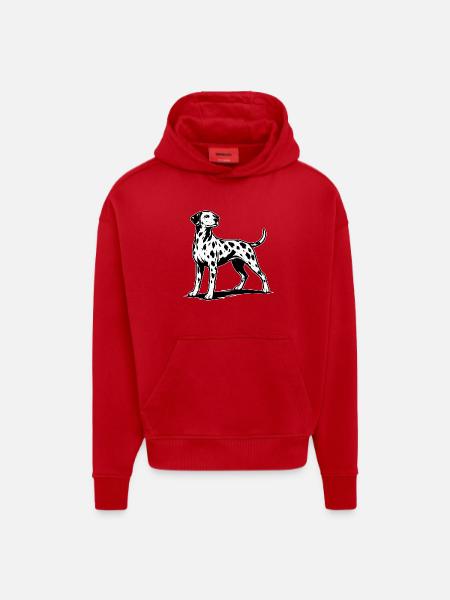 Dalmatian silhouette black and white - Hoodie- made by SPREAD  - red