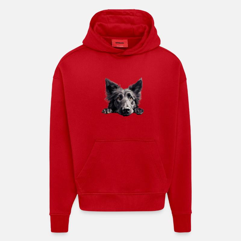 Chien de berger belge - Sweat à capuche bio épais oversize fabriqué en UE - rouge