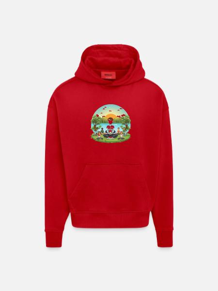 Robotische Meditation am See - Hoodie- made by SPREAD  - Rot