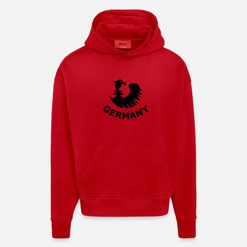 Design des ventilateurs allemands - Sweat à capuche bio épais oversize fabriqué en UE - rouge
