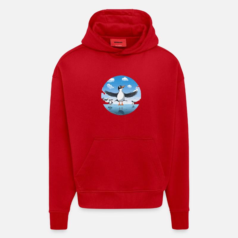 Pinguin Kreis am Eissee - Hoodie- made by SPREAD  - Rot