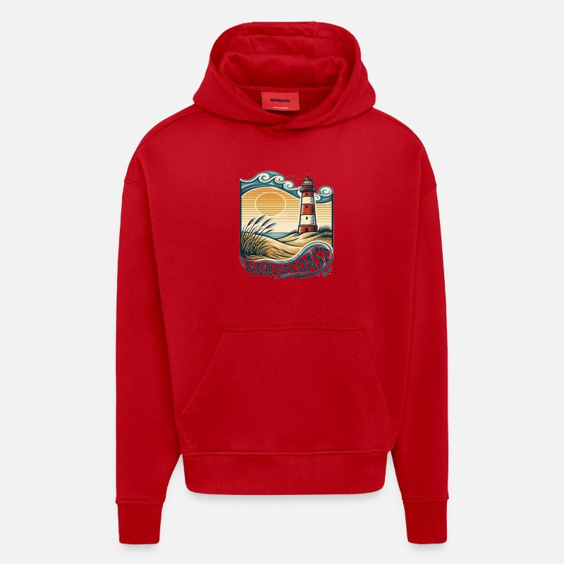 DarsCoast Lighthouse Coastal Wave - Hoodie- made by SPREAD - red