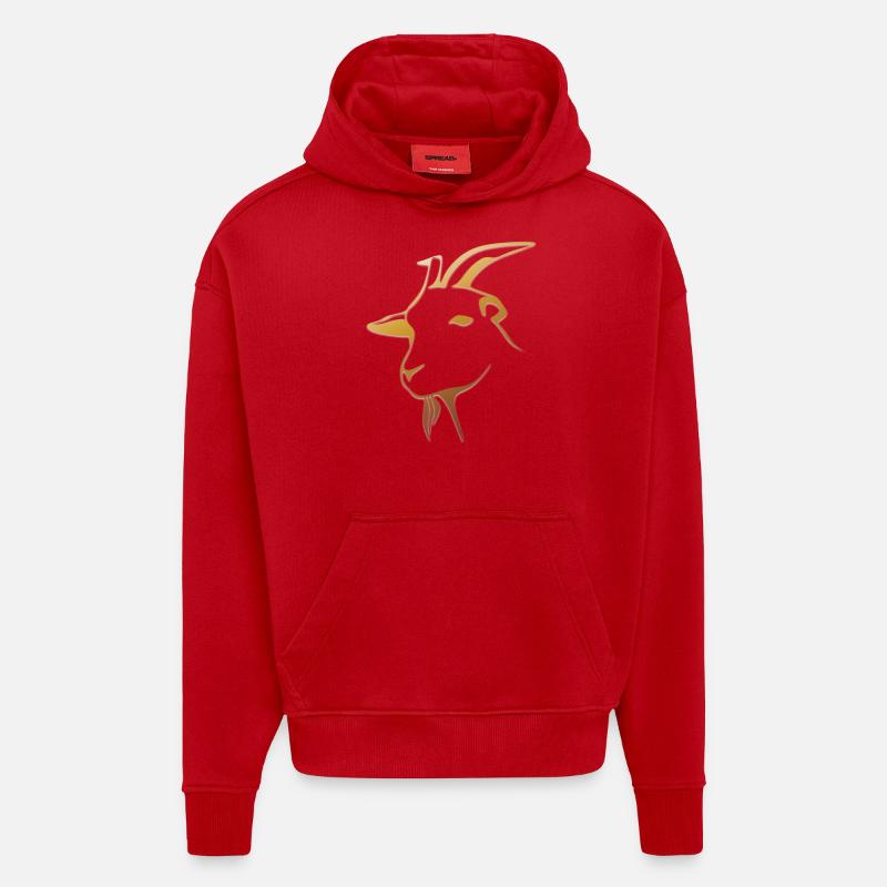 chèvre-1484988 - Sweat à capuche bio épais oversize fabriqué en UE - rouge