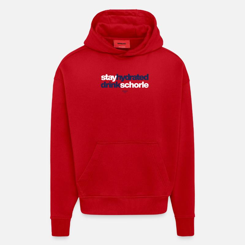 Restez hydraté, boissons spritzer - Sweat à capuche bio épais oversize fabriqué en UE - rouge