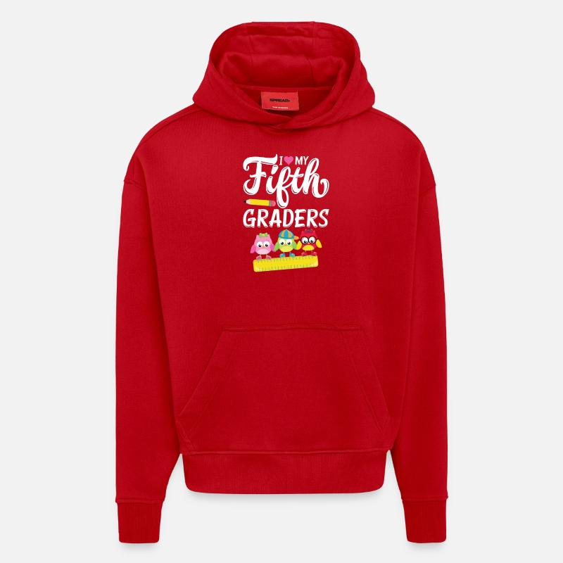 Aime mon cinquième - Sweat à capuche bio épais oversize fabriqué en UE - rouge