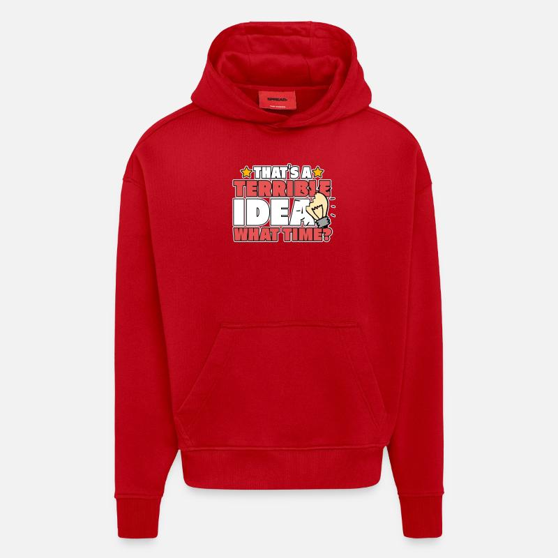 IDEA TERRIBLE - Sweat à capuche bio épais oversize fabriqué en UE - rouge