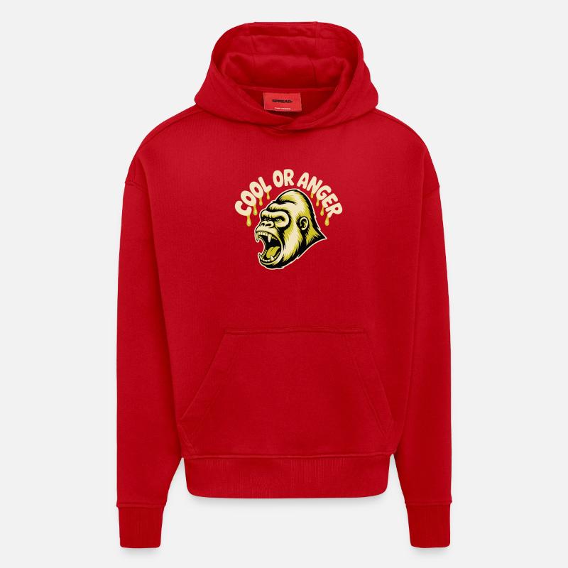 TÊTE DE GORILLE - Sweat à capuche bio épais oversize fabriqué en UE - rouge