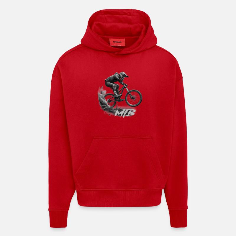 Vélo VTT - Sweat à capuche bio épais oversize fabriqué en UE - rouge