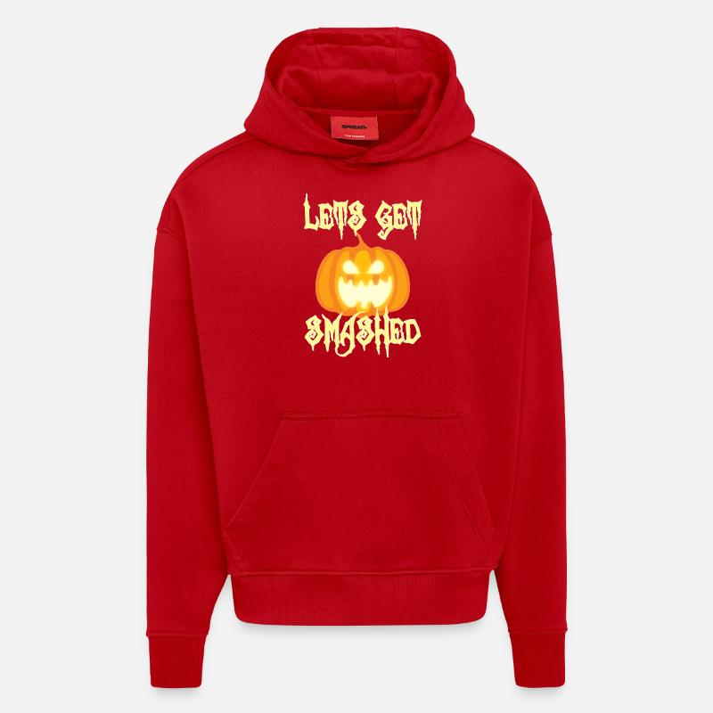 Halloween: Let 's Get Smashed - Sweat à capuche bio épais oversize fabriqué en UE - rouge